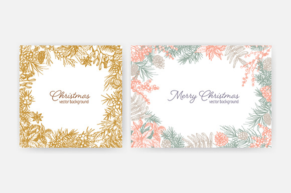 Floral christmas frames in Illustrations - product preview 9
