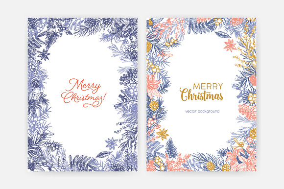 Floral christmas frames in Illustrations - product preview 10