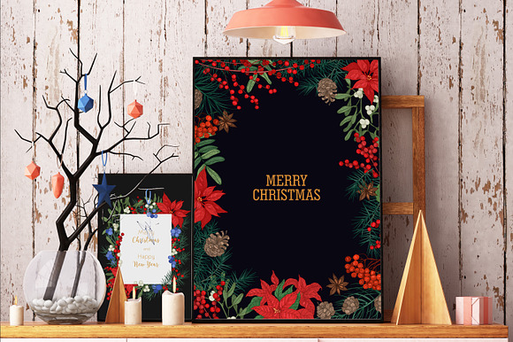 Floral christmas frames in Illustrations - product preview 17