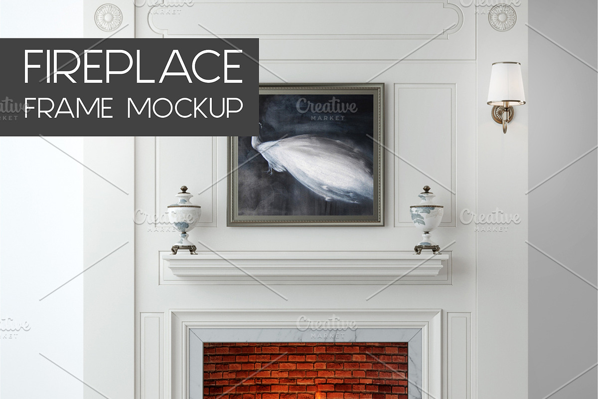 Fireplace Frame Mockup in Print Mockups - product preview 8