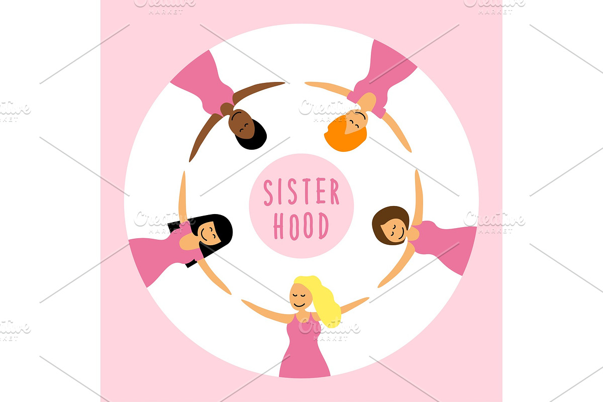 Happy women or girls as union of in Illustrations - product preview 8