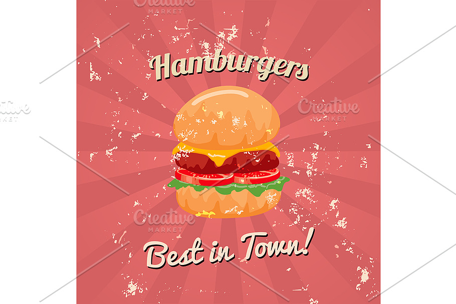 Vintage Hamburger Poster Vector
