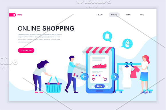 Flat Landing Page Template in Illustrations - product preview 1