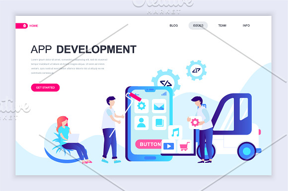 Flat Landing Page Template in Illustrations - product preview 2