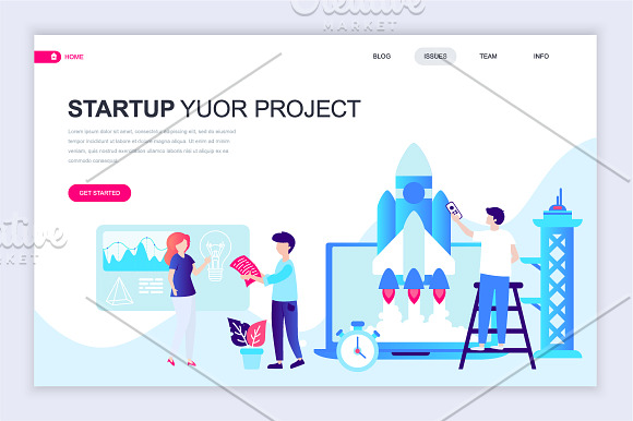 Flat Landing Page Template in Illustrations - product preview 3