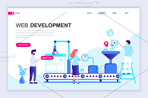 Flat Landing Page Template in Illustrations - product preview 5