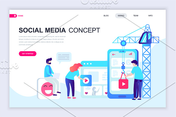 Flat Landing Page Template in Illustrations - product preview 8