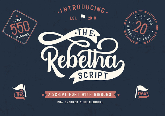 Rebetha Font DUO and extras in Script Fonts - product preview 5