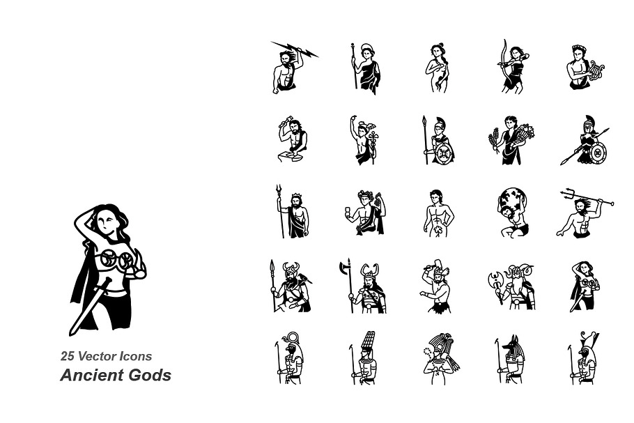Ancient Gods vector icons