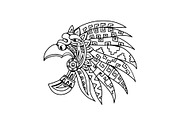 Aztec Feathered Headdress Drawing Bl