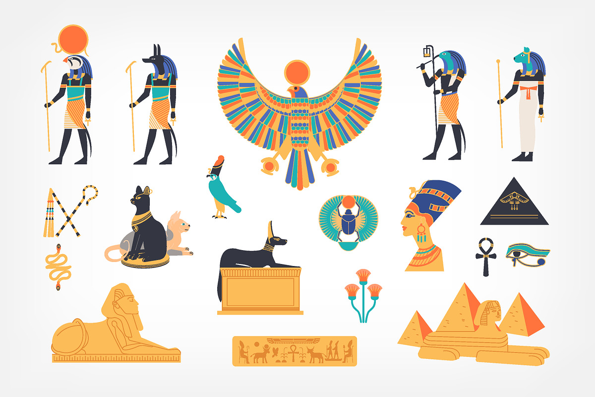 Egyptian symbols set and seamless in Illustrations - product preview 8