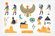 Egyptian symbols set and seamless