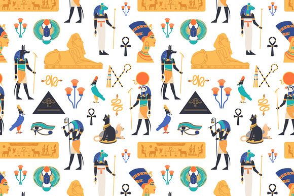 Egyptian symbols set and seamless in Illustrations - product preview 1