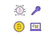 Bitcoin cryptocurrency color icons