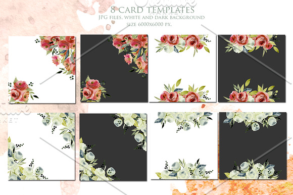 Bourgogne. Watercolor roses clip art in Illustrations - product preview 5
