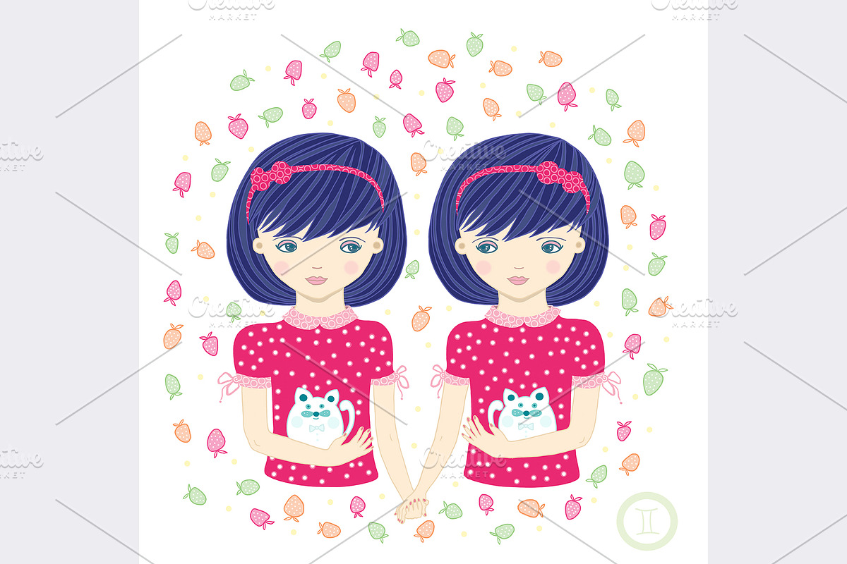 Horoscope. Zodiac signs- Gemini. in Illustrations - product preview 8