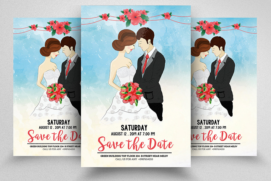 Watercolor Save Date Flyer Template