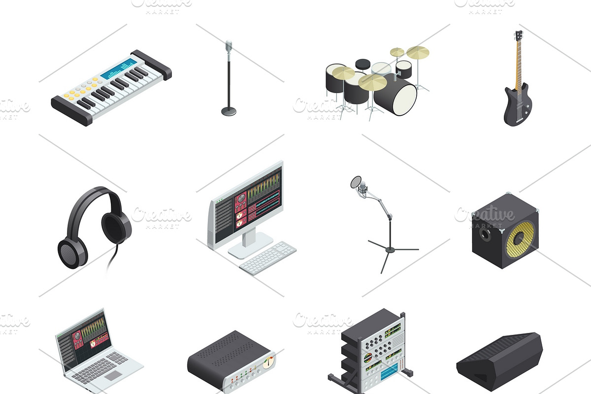 Music studio icons set in Icons - product preview 8
