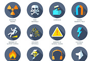 Dangerous hazard icons set