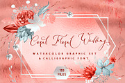 Coral Floral Wedding graphic & font
