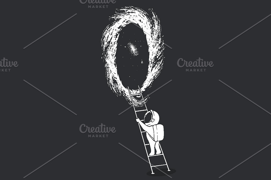 astronaut climbs  into wormhole in Illustrations - product preview 8