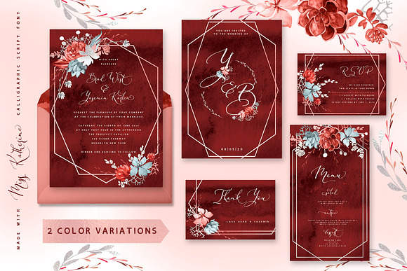 Coral Floral Wedding graphic & font in Wedding Templates - product preview 1