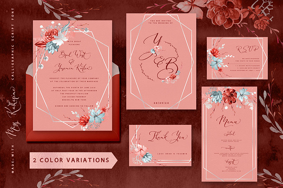 Coral Floral Wedding graphic & font in Wedding Templates - product preview 2