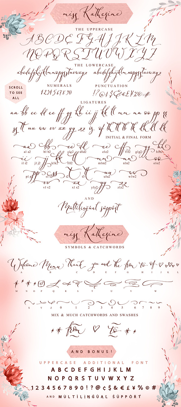 Coral Floral Wedding graphic & font in Wedding Templates - product preview 4