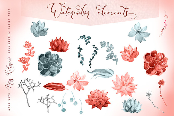 Coral Floral Wedding graphic & font in Wedding Templates - product preview 15