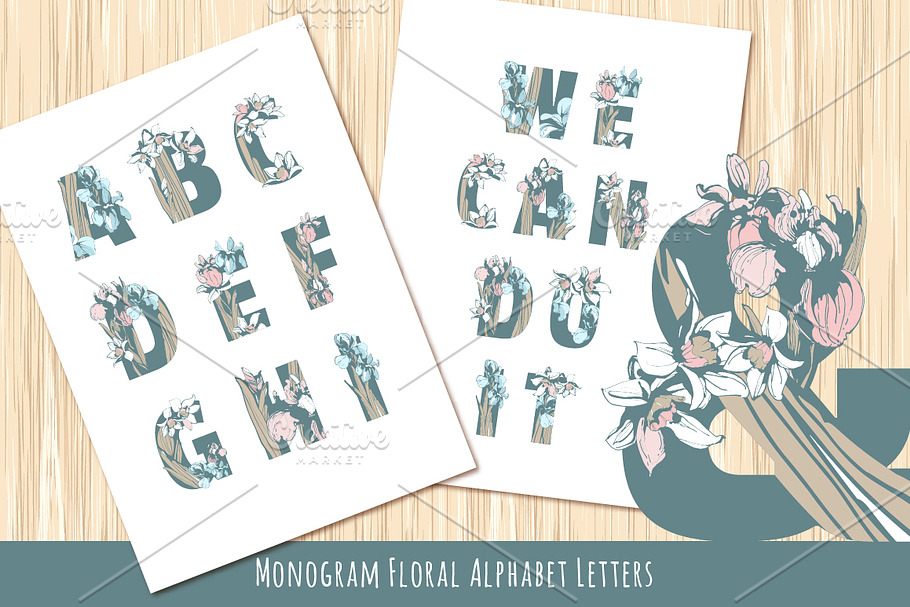 Monogram Floral Alphabet Letters in Illustrations - product preview 8