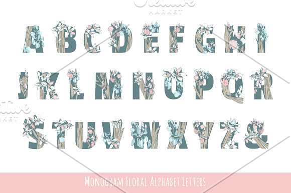 Monogram Floral Alphabet Letters in Illustrations - product preview 1
