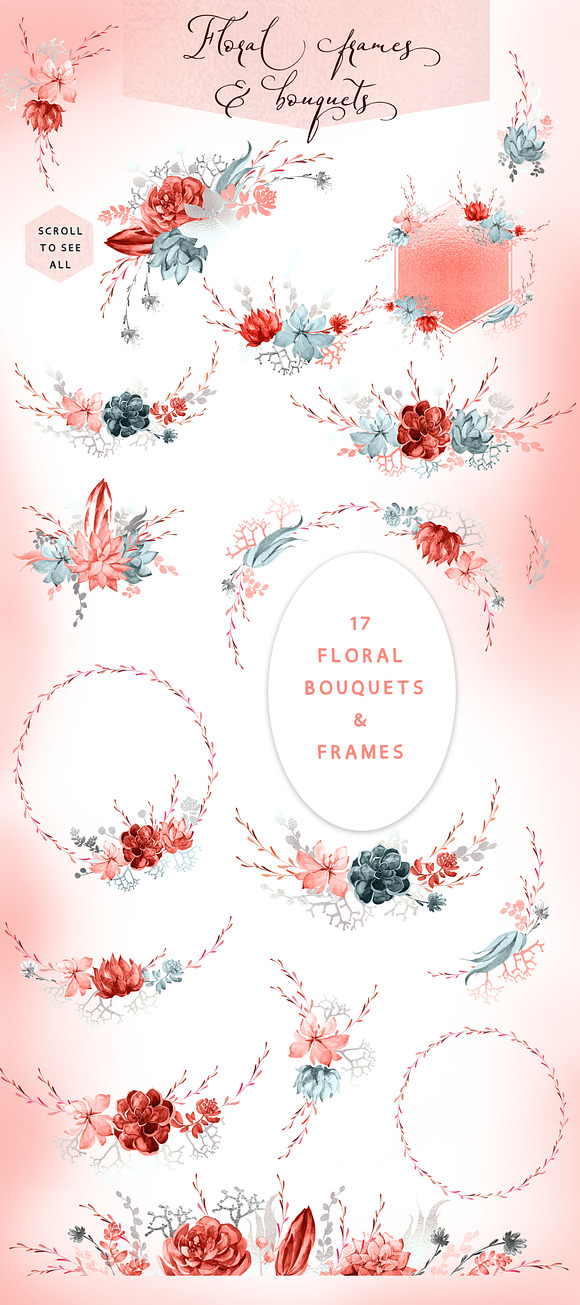 Coral Floral Wedding graphic & font in Wedding Templates - product preview 20
