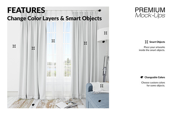 Voile Curtain Lampshade Blanket Set in Product Mockups - product preview 4