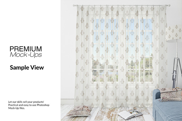 Voile Curtain Lampshade Blanket Set in Product Mockups - product preview 7
