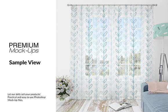 Voile Curtain Lampshade Blanket Set in Product Mockups - product preview 12