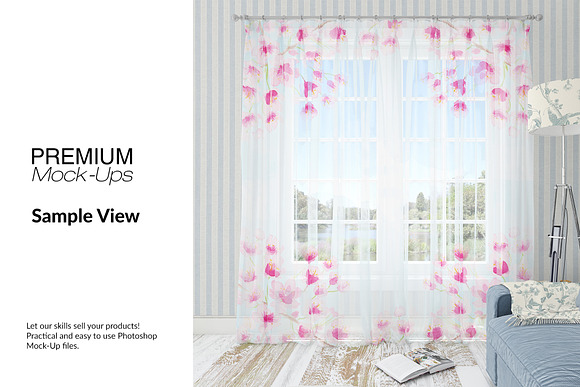 Voile Curtain Lampshade Blanket Set in Product Mockups - product preview 16