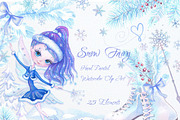 Winter Watercolor Clipart Snow Fairy