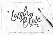 Lush Blue Textured Brush Script Font