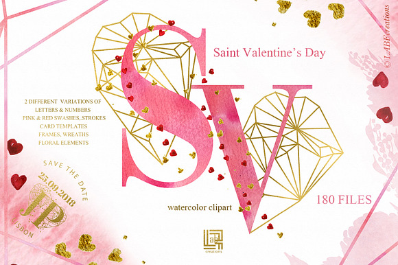 Saint Valentine's Day watercolor kit in Illustrations - product preview 4