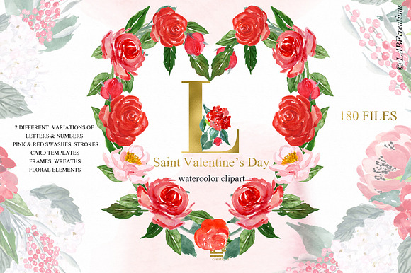 Saint Valentine's Day watercolor kit in Illustrations - product preview 6