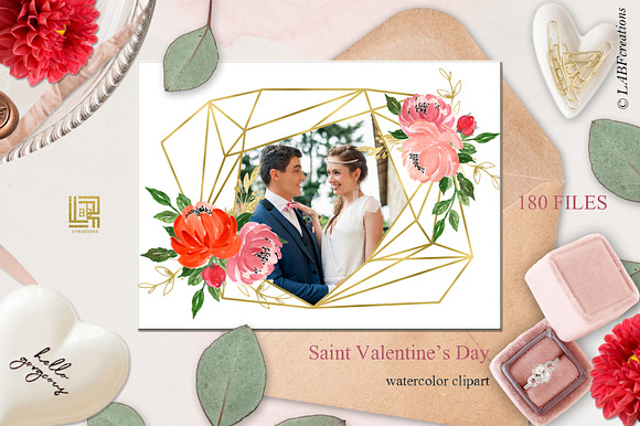 Saint Valentine's Day watercolor kit in Illustrations - product preview 7