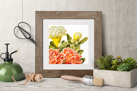 Orange Flower Bouquet Pomegranate in Illustrations - product preview 3