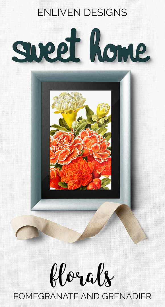 Orange Flower Bouquet Pomegranate in Illustrations - product preview 7