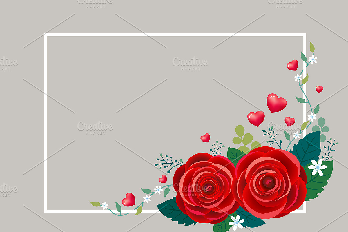 Rose flowers with hearts in Illustrations - product preview 8