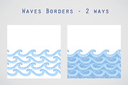 Doted blue and white waves borders