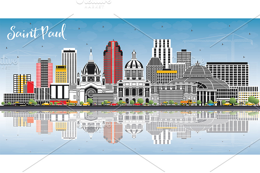 Saint Paul Minnesota City Skyline  in Illustrations - product preview 8