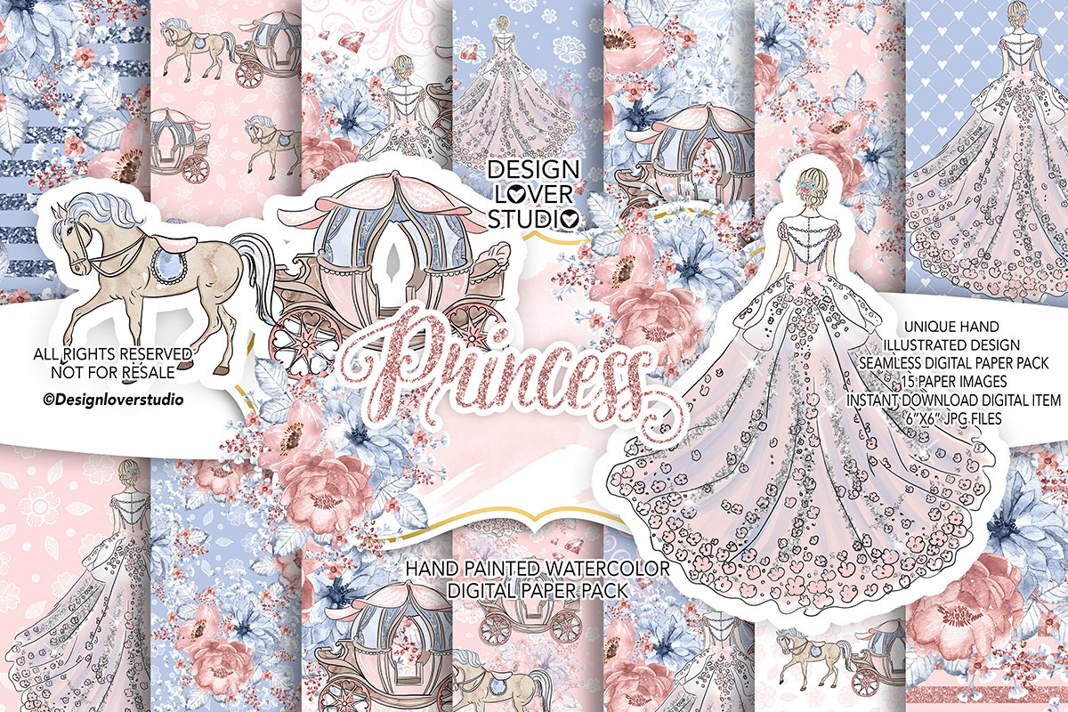 Princess digital paper pack in Patterns - product preview 8