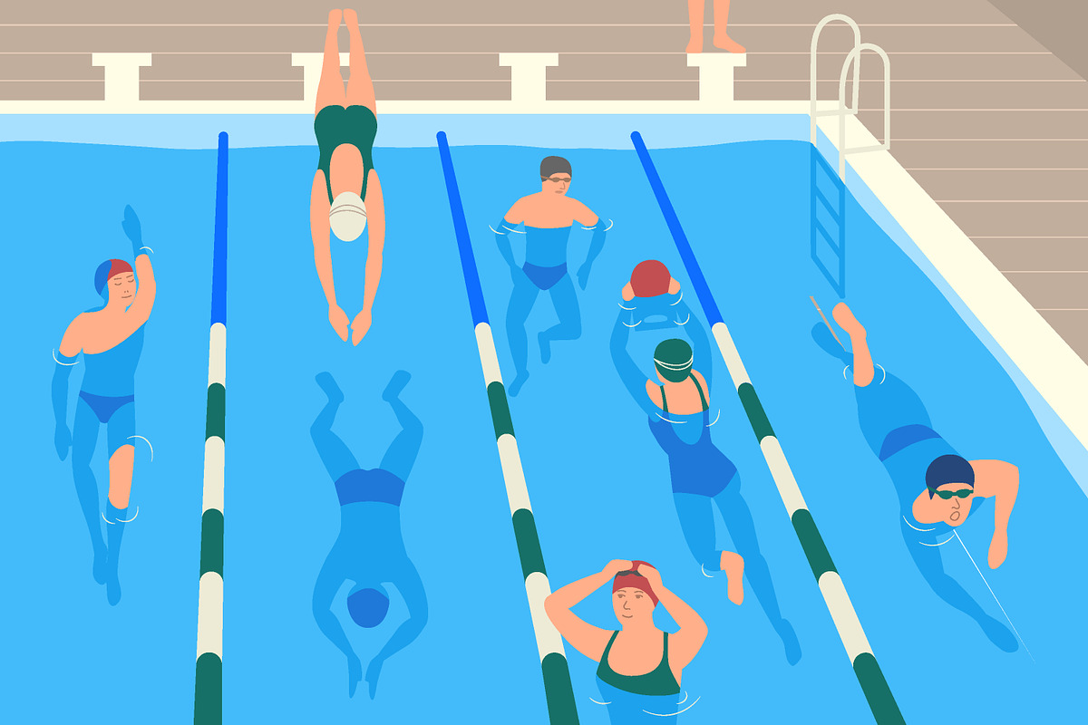 Swimming pool flat illustration in Illustrations - product preview 8