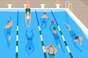 Swimming pool flat illustration