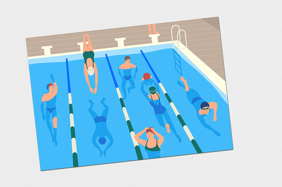 Swimming pool flat illustration in Illustrations - product preview 1